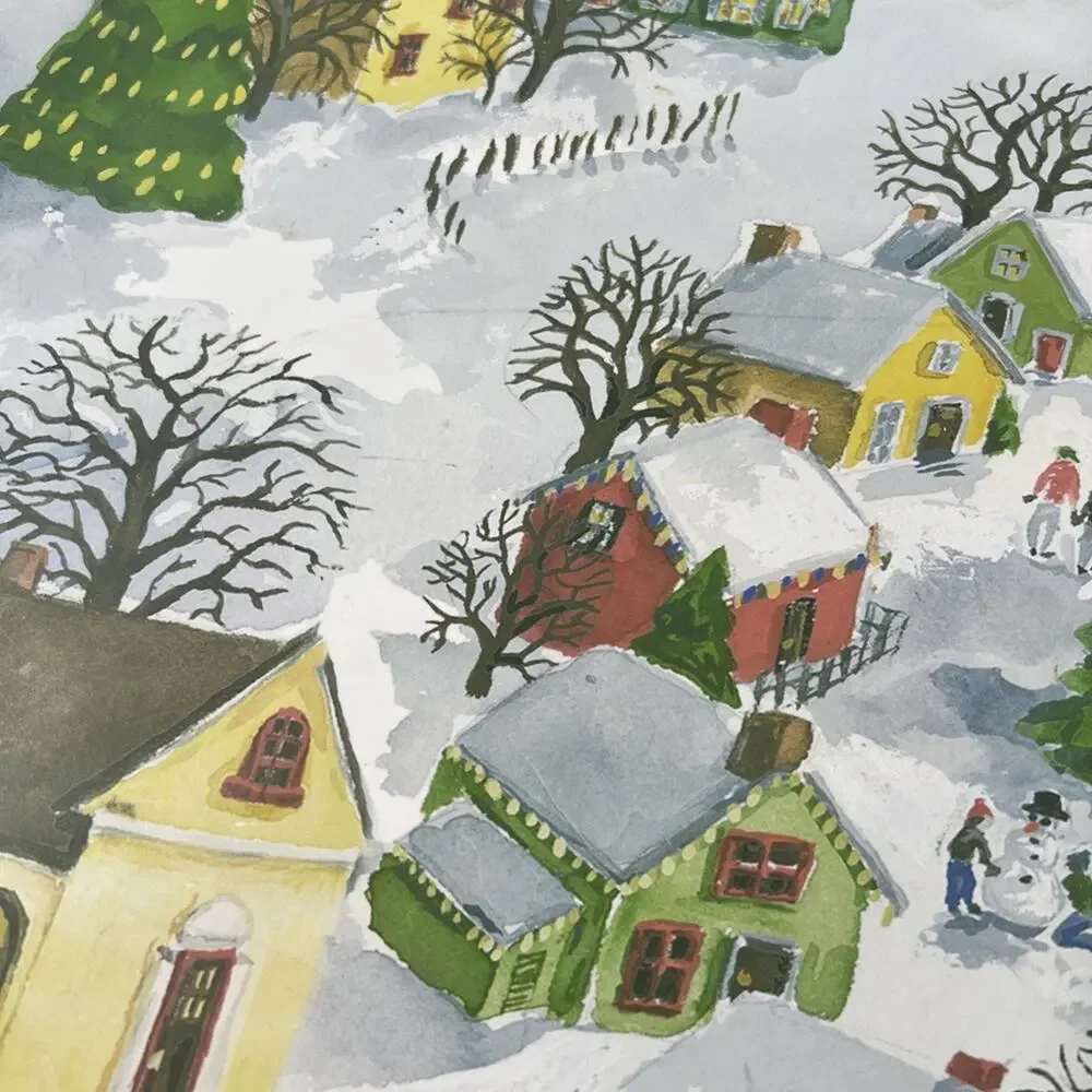 Pottery Barn Winter Village Set of 2 Christmas Placemats Cork Mat Hard Boards